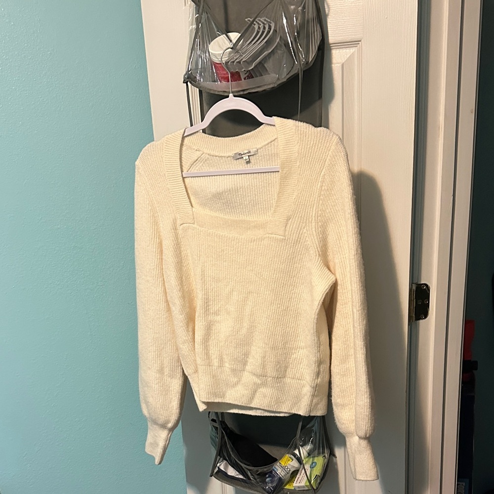 Madewell Women's Cream wool Scoop Neck Sweater